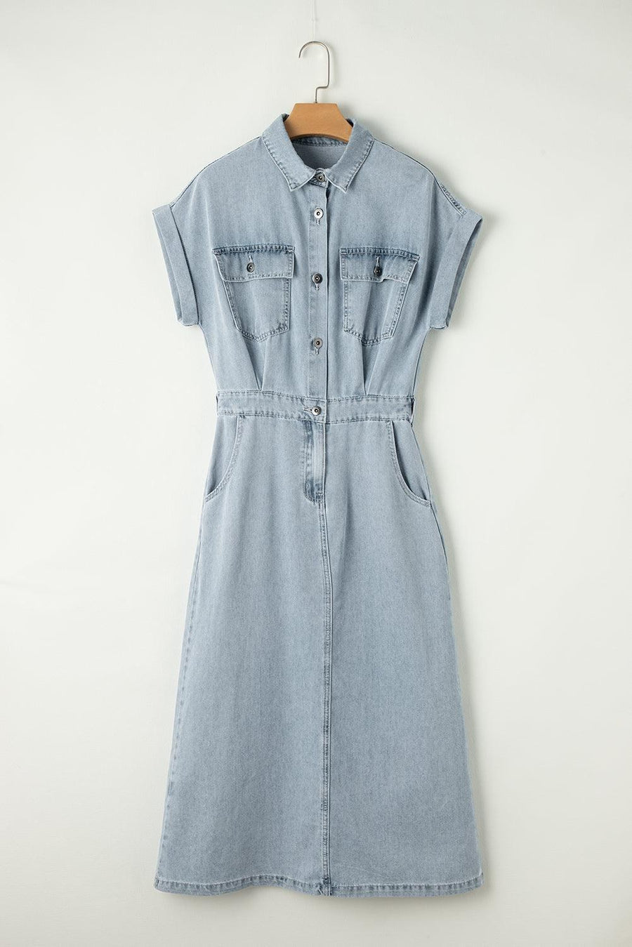 Zaylee™ Elegant Denim Dress in Light Blue