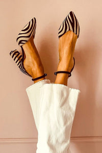 Zebrina™ Zebra Sandals with Strap and Stable Heel in Khaki