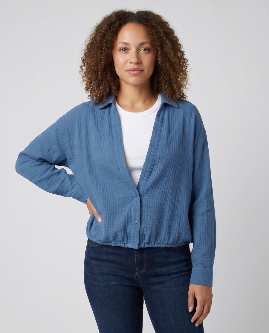 Zelda Casual Linen Blouse with Button Front
