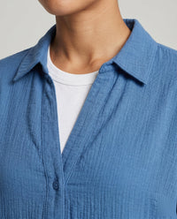 Zelda Casual Linen Blouse with Button Front