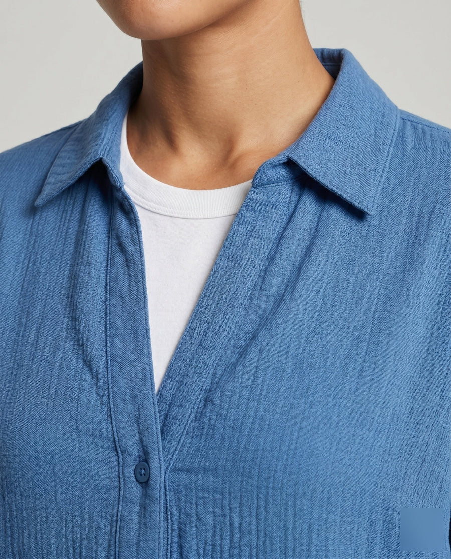 Zelda Casual Linen Blouse with Button Front