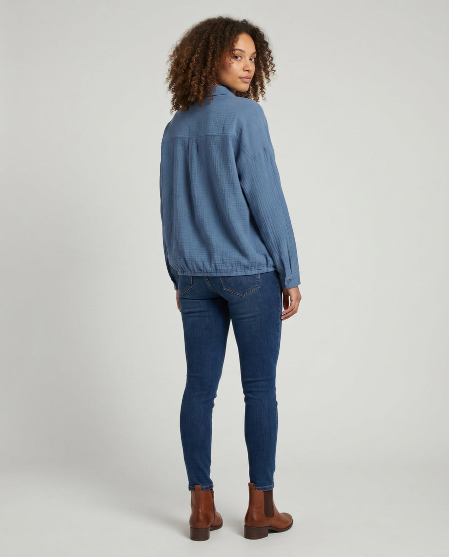 Zelda Casual Linen Blouse with Button Front