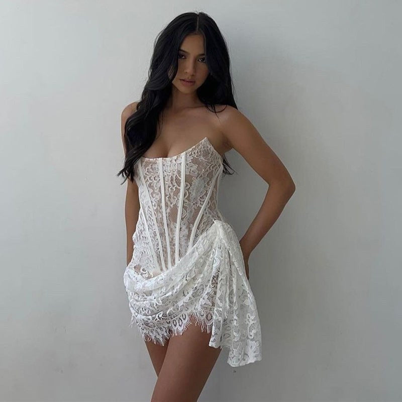 Zelda Elegant Lace Dress with Ruffles