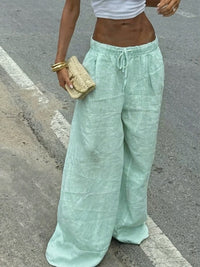 Zelda Linen Trousers in Light Green
