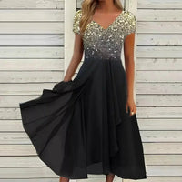 Zelvara Women's Cocktail Party Dress Midi in Gold