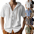 Zeno Breathable Linen Blend Shirt with Short Sleeve and Button Front