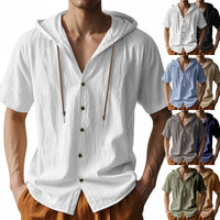Zeno Breathable Linen Blend Shirt with Short Sleeve and Button Front