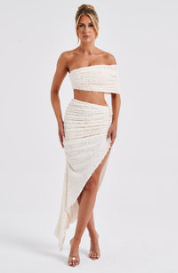 Edith Midi Skirt in Ivory