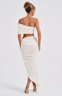 Edith Midi Skirt in Ivory