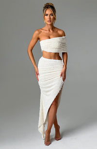 Edith Midi Skirt in Ivory
