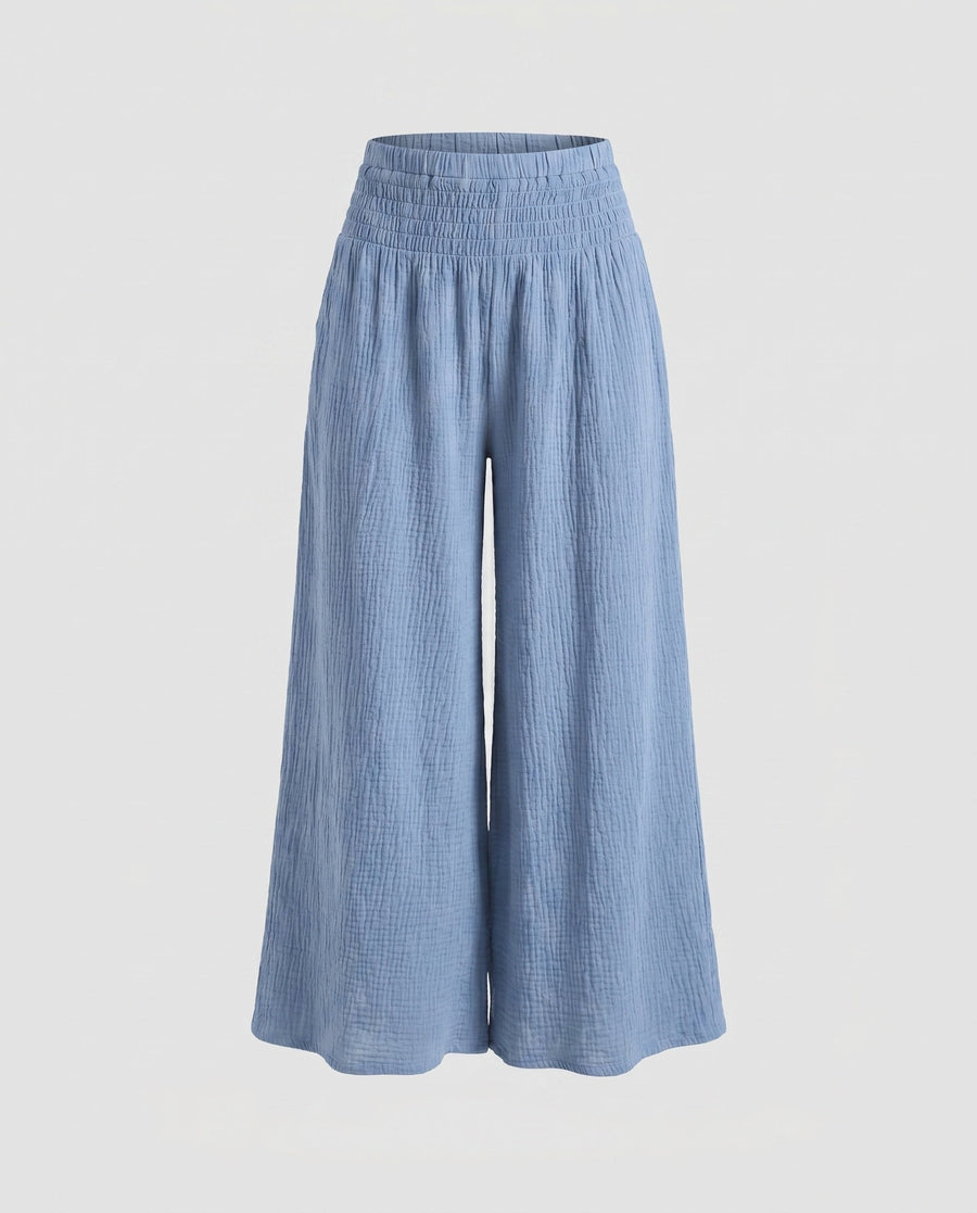 Zinnia Breathable Linen Trousers in Blue