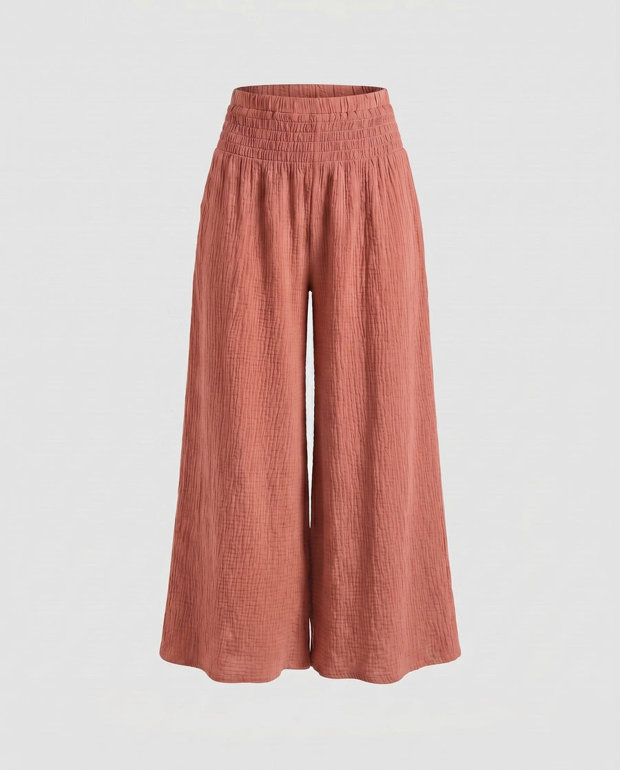 Zinnia Breathable Linen Trousers in Red