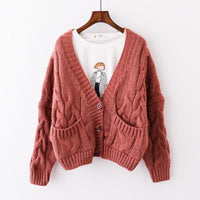 Zinnia Knit Cardigan with Pockets in Brick Red