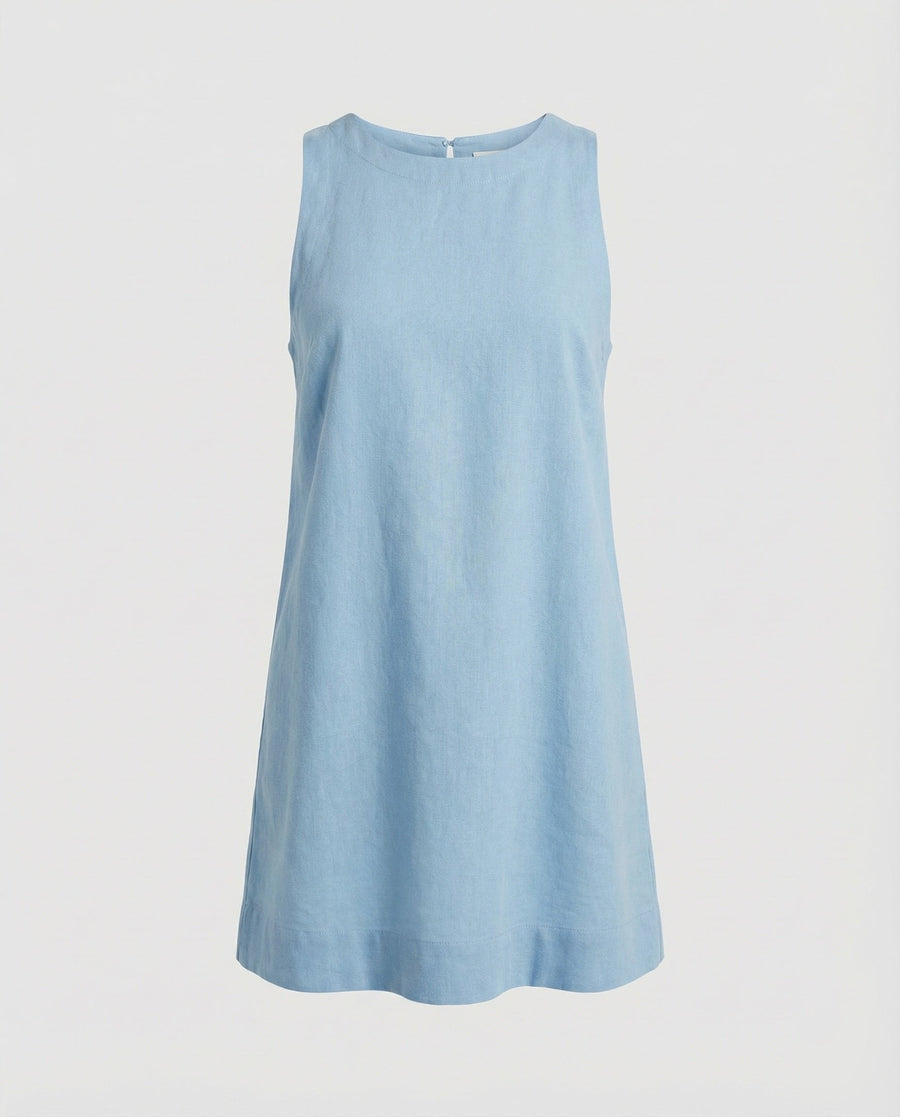 Zinnia Mini Dress with Sleeveless in Light Blue