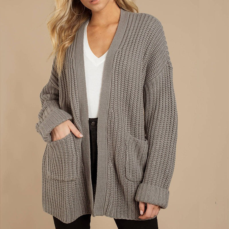 Zita Casual Knit Jacket with V-Neck