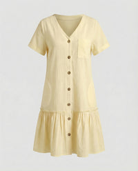 Zita Linen Summer Dress in Beige