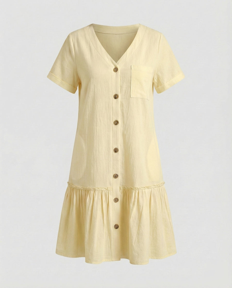 Zita Linen Summer Dress in Beige