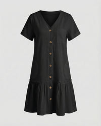 Zita Linen Summer Dress in Black