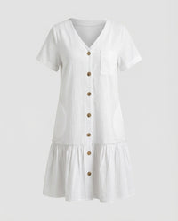 Zita Linen Summer Dress in White