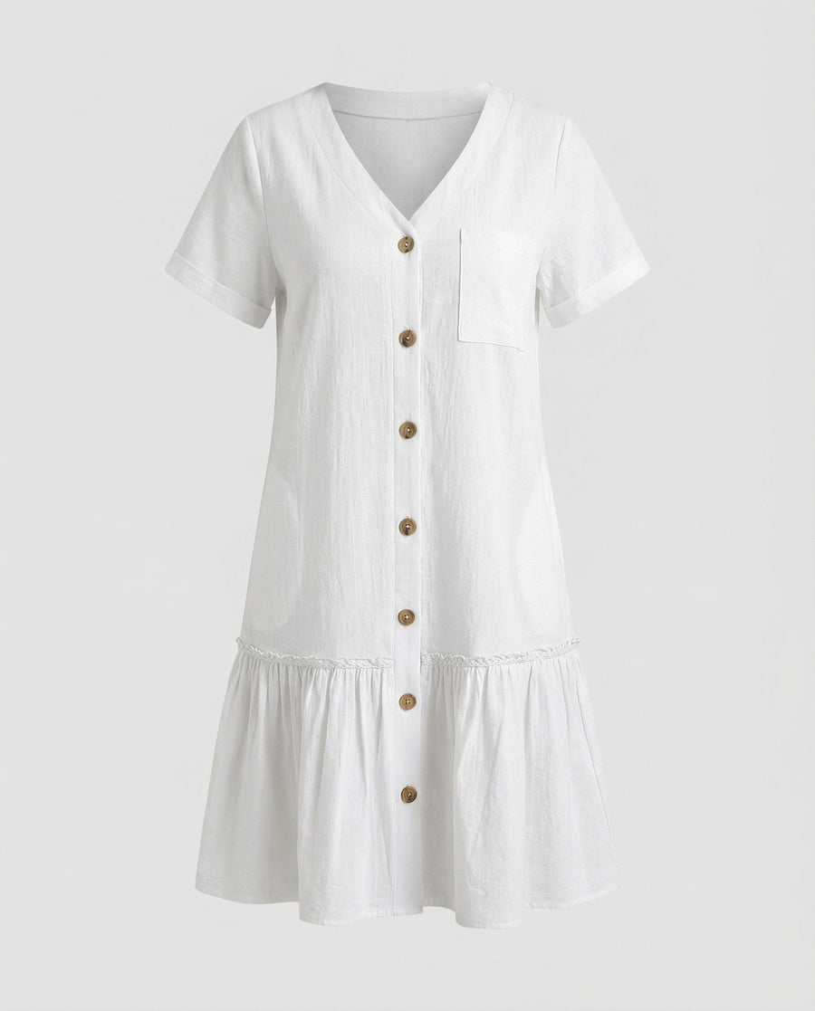 Zita Linen Summer Dress in White