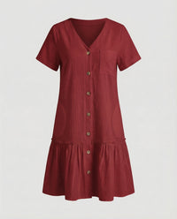 Zita Linen Summer Dress in Wine Red