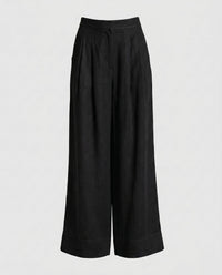 Zita Linen Trousers with Pockets in Black