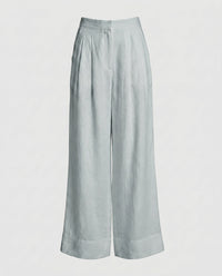 Zita Linen Trousers with Pockets in Grey Blue
