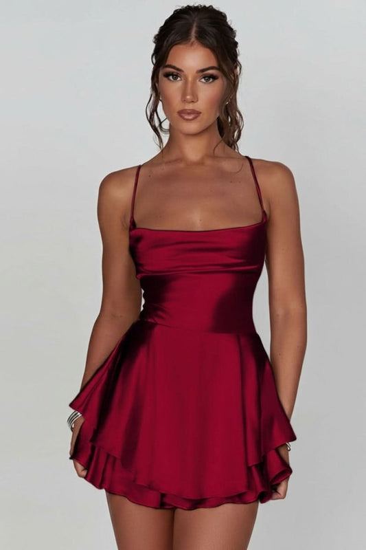 Zivara Women's Cocktail Party Dress Satin Mini