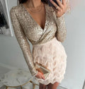 Zivelle Women's Sequin Fringe Mini Dress