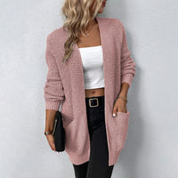 Zoe Casual Knit Cardigan with Pockets in Pink