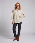 Zoe Casual Linen Blouse with Button Front and Chest Pocket