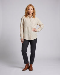 Zoe Casual Linen Blouse with Button Front and Chest Pocket