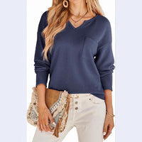 Zoe Casual Top with V-Neck in Black