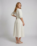 Zoe Linen Midi Dress with Stand Collar