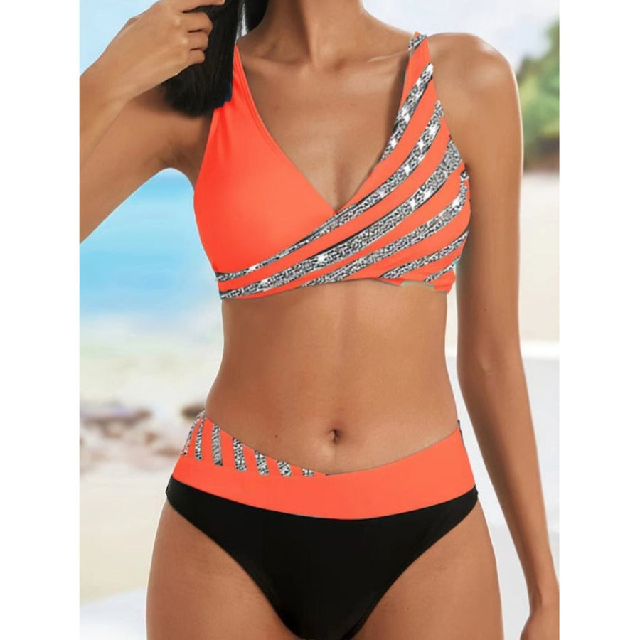 Zoë™ Printed Halter Neck Swimwear in Orange