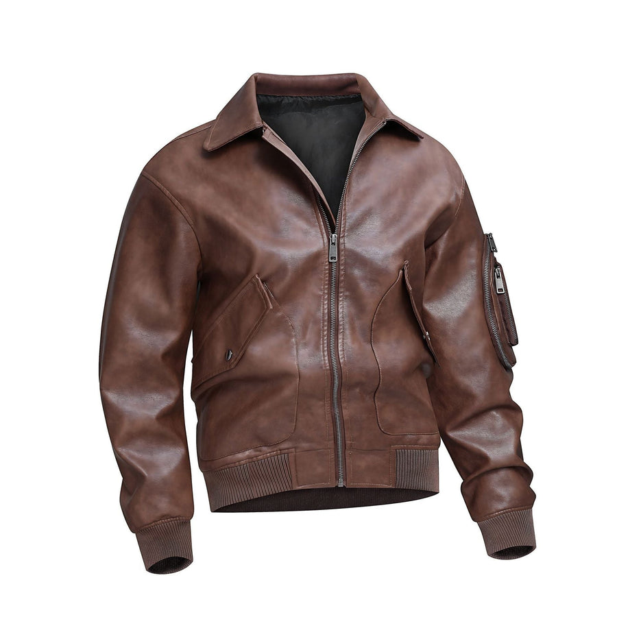 Zora Casual Leather Jacket with Pockets