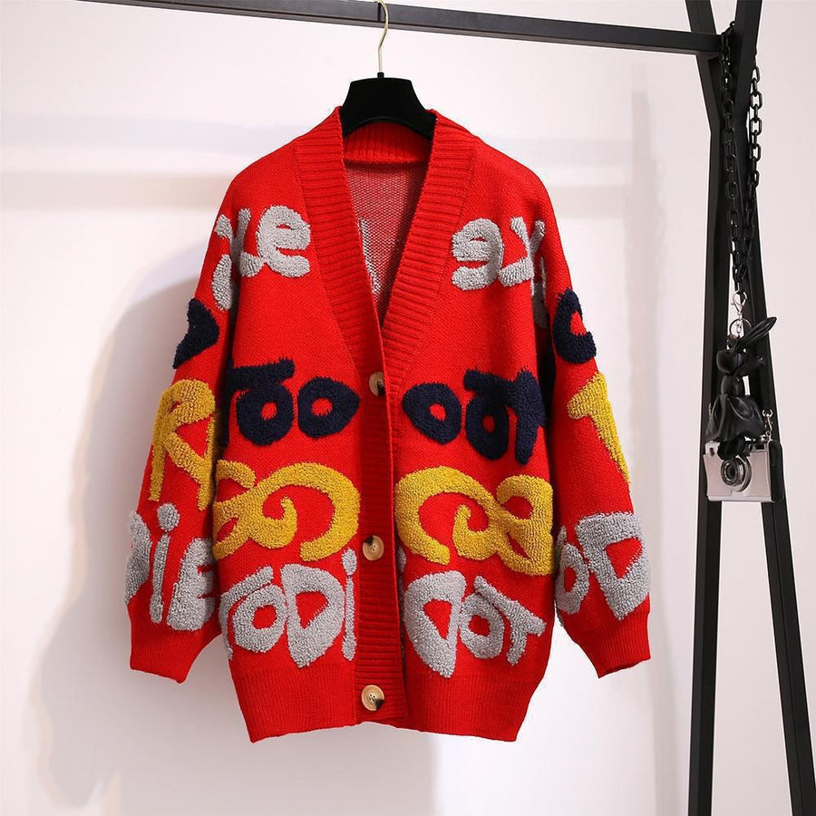 Zora Knit Cardigan in Red