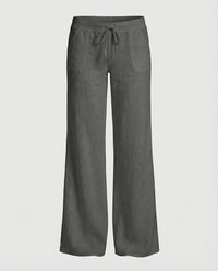 Zora Relaxed Linen Trousers with Wide Leg in Black
