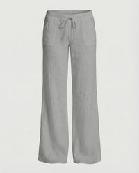 Zora Relaxed Linen Trousers with Wide Leg in Grey