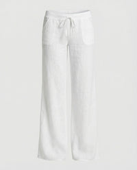 Zora Relaxed Linen Trousers with Wide Leg in White