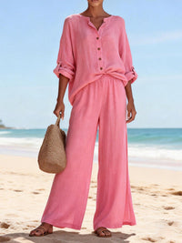 Zuri Airy Linen Blouse in Pink