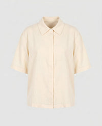 Zuri Casual Linen Blouse with Short Sleeve in Apricot