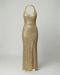 Zuri Dress with Side Split in Gold