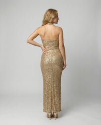 Zuri Dress with Side Split in Gold